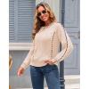 imageECOWISH Oversized Sweaters for Women Fall Winter Cable Knit Chunky Color Block Tops Jumper Long Sleeve Crewneck Pullover 2025Beige