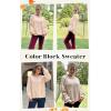 imageECOWISH Oversized Sweaters for Women Fall Winter Cable Knit Chunky Color Block Tops Jumper Long Sleeve Crewneck Pullover 2025Beige