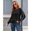 imageECOWISH Oversized Sweaters for Women Fall Winter Cable Knit Chunky Color Block Tops Jumper Long Sleeve Crewneck Pullover 2025Black
