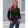 imageECOWISH Oversized Sweaters for Women Fall Winter Cable Knit Chunky Color Block Tops Jumper Long Sleeve Crewneck Pullover 2025Black