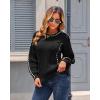 imageECOWISH Oversized Sweaters for Women Fall Winter Cable Knit Chunky Color Block Tops Jumper Long Sleeve Crewneck Pullover 2025Black