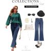 imageECOWISH Oversized Sweaters for Women Fall Winter Cable Knit Chunky Color Block Tops Jumper Long Sleeve Crewneck Pullover 2025Dark Green