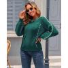 imageECOWISH Oversized Sweaters for Women Fall Winter Cable Knit Chunky Color Block Tops Jumper Long Sleeve Crewneck Pullover 2025Dark Green