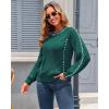 imageECOWISH Oversized Sweaters for Women Fall Winter Cable Knit Chunky Color Block Tops Jumper Long Sleeve Crewneck Pullover 2025Dark Green