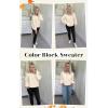 imageECOWISH Oversized Sweaters for Women Fall Winter Cable Knit Chunky Color Block Tops Jumper Long Sleeve Crewneck Pullover 2025White