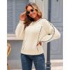 imageECOWISH Oversized Sweaters for Women Fall Winter Cable Knit Chunky Color Block Tops Jumper Long Sleeve Crewneck Pullover 2025Whitev