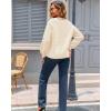 imageECOWISH Oversized Sweaters for Women Fall Winter Cable Knit Chunky Color Block Tops Jumper Long Sleeve Crewneck Pullover 2025Whitev