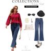 imageECOWISH Oversized Sweaters for Women Fall Winter Cable Knit Chunky Color Block Tops Jumper Long Sleeve Crewneck Pullover 2025Wine Red
