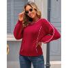 imageECOWISH Oversized Sweaters for Women Fall Winter Cable Knit Chunky Color Block Tops Jumper Long Sleeve Crewneck Pullover 2025Wine Red