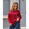 imageECOWISH Oversized Sweaters for Women Fall Winter Cable Knit Chunky Color Block Tops Jumper Long Sleeve Crewneck Pullover 2025Wine Red
