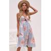 imageECOWISH Women 2025 Summer Dresses Tie Front VNeck Spaghetti Strap Button Down ALine Backless Swing Midi Dress1603 Stripea Separate Tie