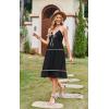 imageECOWISH Women 2025 Summer Dresses Tie Front VNeck Spaghetti Strap Button Down ALine Backless Swing Midi Dress432 Black