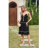 imageECOWISH Women 2025 Summer Dresses Tie Front VNeck Spaghetti Strap Button Down ALine Backless Swing Midi Dress432 Black