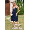 imageECOWISH Women 2025 Summer Dresses Tie Front VNeck Spaghetti Strap Button Down ALine Backless Swing Midi Dress432 Navy Blue