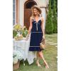 imageECOWISH Women 2025 Summer Dresses Tie Front VNeck Spaghetti Strap Button Down ALine Backless Swing Midi Dress432 Navy Blue