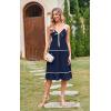 imageECOWISH Women 2025 Summer Dresses Tie Front VNeck Spaghetti Strap Button Down ALine Backless Swing Midi Dress432 Navy Blue