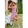 imageECOWISH Women 2025 Summer Dresses Tie Front VNeck Spaghetti Strap Button Down ALine Backless Swing Midi Dress432 Pink