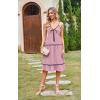 imageECOWISH Women 2025 Summer Dresses Tie Front VNeck Spaghetti Strap Button Down ALine Backless Swing Midi Dress432 Pink