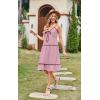 imageECOWISH Women 2025 Summer Dresses Tie Front VNeck Spaghetti Strap Button Down ALine Backless Swing Midi Dress432 Pink