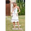 imageECOWISH Women 2025 Summer Dresses Tie Front VNeck Spaghetti Strap Button Down ALine Backless Swing Midi Dress432 White