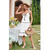 imageECOWISH Women 2025 Summer Dresses Tie Front VNeck Spaghetti Strap Button Down ALine Backless Swing Midi Dress432 White