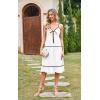 imageECOWISH Women 2025 Summer Dresses Tie Front VNeck Spaghetti Strap Button Down ALine Backless Swing Midi Dress432 White