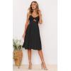 imageECOWISH Women 2025 Summer Dresses Tie Front VNeck Spaghetti Strap Button Down ALine Backless Swing Midi Dress572 Blackfunctional Buttons