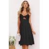 imageECOWISH Women 2025 Summer Dresses Tie Front VNeck Spaghetti Strap Button Down ALine Backless Swing Midi Dress572 Blackfunctional Buttons