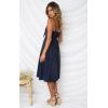 imageECOWISH Women 2025 Summer Dresses Tie Front VNeck Spaghetti Strap Button Down ALine Backless Swing Midi Dress572 Navy Bluefunctional Buttons