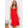 imageECOWISH Women 2025 Summer Dresses Tie Front VNeck Spaghetti Strap Button Down ALine Backless Swing Midi Dress572 Red