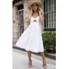 imageECOWISH Women 2025 Summer Dresses Tie Front VNeck Spaghetti Strap Button Down ALine Backless Swing Midi Dress572 Whitefunctional Buttons