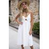 imageECOWISH Women 2025 Summer Dresses Tie Front VNeck Spaghetti Strap Button Down ALine Backless Swing Midi Dress572 Whitefunctional Buttons