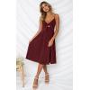 imageECOWISH Women 2025 Summer Dresses Tie Front VNeck Spaghetti Strap Button Down ALine Backless Swing Midi Dress572 Wine Redfunctional Buttons