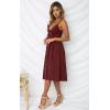 imageECOWISH Women 2025 Summer Dresses Tie Front VNeck Spaghetti Strap Button Down ALine Backless Swing Midi Dress572 Wine Redfunctional Buttons