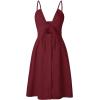 imageECOWISH Women 2025 Summer Dresses Tie Front VNeck Spaghetti Strap Button Down ALine Backless Swing Midi Dress572 Wine Redfunctional Buttons