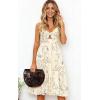 imageECOWISH Women 2025 Summer Dresses Tie Front VNeck Spaghetti Strap Button Down ALine Backless Swing Midi Dress809 Beigedecorative Buttons