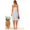 imageECOWISH Women 2025 Summer Dresses Tie Front VNeck Spaghetti Strap Button Down ALine Backless Swing Midi Dress809 Black Stripedecorative Buttons