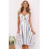 imageECOWISH Women 2025 Summer Dresses Tie Front VNeck Spaghetti Strap Button Down ALine Backless Swing Midi Dress809 Black Stripedecorative Buttons