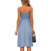 imageECOWISH Women 2025 Summer Dresses Tie Front VNeck Spaghetti Strap Button Down ALine Backless Swing Midi Dress809 Bluedecorative Buttons