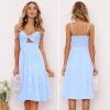 imageECOWISH Women 2025 Summer Dresses Tie Front VNeck Spaghetti Strap Button Down ALine Backless Swing Midi Dress809 Light Bluedecorative Buttons