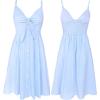 imageECOWISH Women 2025 Summer Dresses Tie Front VNeck Spaghetti Strap Button Down ALine Backless Swing Midi Dress809 Light Bluedecorative Buttons