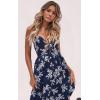 imageECOWISH Women 2025 Summer Dresses Tie Front VNeck Spaghetti Strap Button Down ALine Backless Swing Midi Dress809 Navy Bluedecorative Buttons