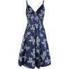 imageECOWISH Women 2025 Summer Dresses Tie Front VNeck Spaghetti Strap Button Down ALine Backless Swing Midi Dress809 Navy Bluedecorative Buttons