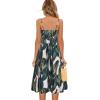 imageECOWISH Women 2025 Summer Dresses Tie Front VNeck Spaghetti Strap Button Down ALine Backless Swing Midi Dress809 Palm Leavesdecorative Buttons