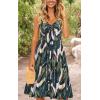 imageECOWISH Women 2025 Summer Dresses Tie Front VNeck Spaghetti Strap Button Down ALine Backless Swing Midi Dress809 Palm Leavesdecorative Buttons