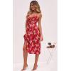 imageECOWISH Women 2025 Summer Dresses Tie Front VNeck Spaghetti Strap Button Down ALine Backless Swing Midi Dress809 Reddecorative Buttons