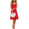 imageECOWISH Women 2025 Summer Dresses Tie Front VNeck Spaghetti Strap Button Down ALine Backless Swing Midi Dress809 Reddecorative Buttons