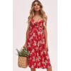 imageECOWISH Women 2025 Summer Dresses Tie Front VNeck Spaghetti Strap Button Down ALine Backless Swing Midi Dress809 Reddecorative Buttons