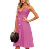 imageECOWISH Women 2025 Summer Dresses Tie Front VNeck Spaghetti Strap Button Down ALine Backless Swing Midi Dress809 Rose Reddecorative Buttons