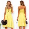 imageECOWISH Women 2025 Summer Dresses Tie Front VNeck Spaghetti Strap Button Down ALine Backless Swing Midi Dress809 Yellowdecorative Buttons